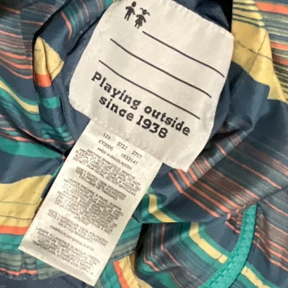 Columbia Kids Reversible Striped Hooded Windbreaker Jacket‎ M 10/12 Outdoor
